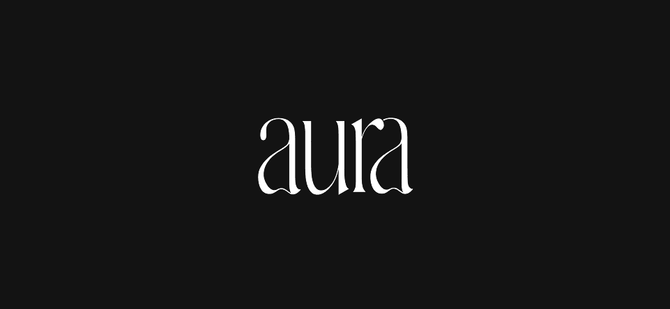 Aura logotype on a dark background