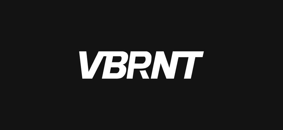 VBRNT logotype on a dark background